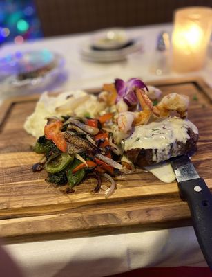 Surf and turf with ribeye steak