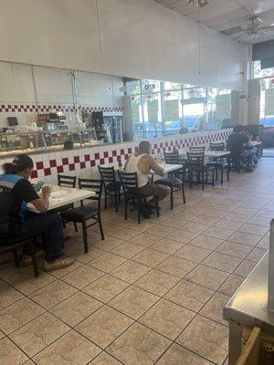 The dining area is clean and comfortable