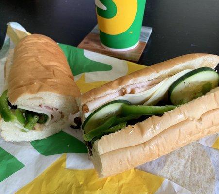 Turkey, provolone cheese, cucumber, green pepper, olives and sweet onion dressing.