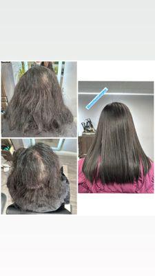 Before and After magic straightening perm give hair a smooth, shiny, natural look that's easier to manage.