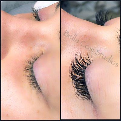 Lash extensions before and after