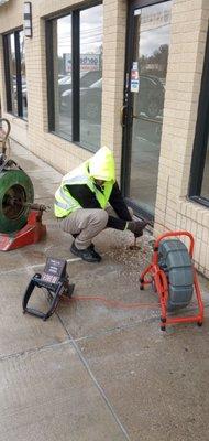 snaking and camera inspection commercial plaza.