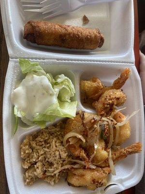 Salt and pepper shrimp with fried rice