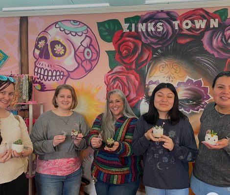 My friends and I holding our magic succulents