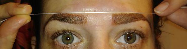 Cut from the threading.uneven eyebrows and different sizes