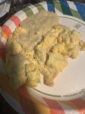 Scrambled eggs and grits