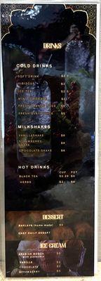 Beverage and Dessert Menu