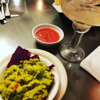 Guacamole and house margarita