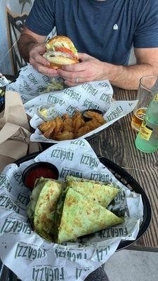 Chicken Parm Quesadilla, Hot Honey Fried Shrimp, and Meatball Smash Burger