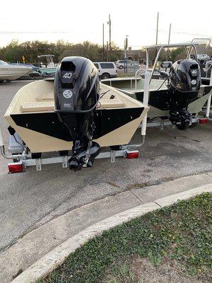 Hog Island Skiff with a 40 Tohatsu Jet