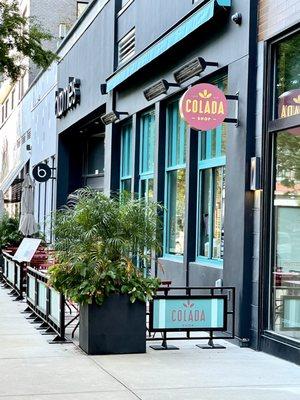 Storefront right on District Ave, across from West Elm - look how cute this place is!!  Cute sidewalk seating.