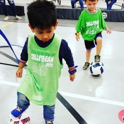 Our "Mousetrap" position is taught via video learning-animation.  Children practice balance and coordination trapping the soccer ball.