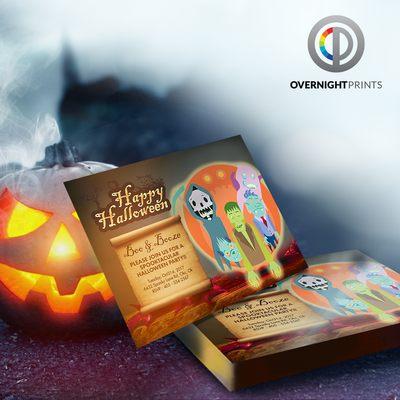 Gather the goblins and ghouls with custom event invites to costume parties and haunted houses.