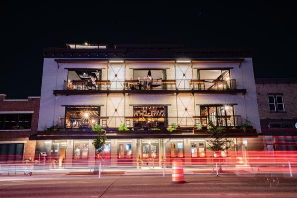 Broadway facade at night