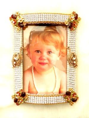 one of  a kind hand made swarovski crystal picture frame