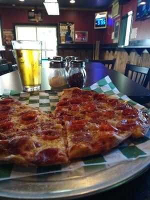 Pepperoni pizza - $11.00 - & my PBR