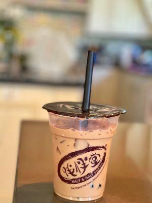 Red bean boba milk tea