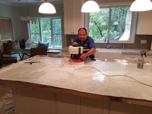 Honing Marble Countertop