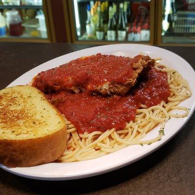 House Made Pasta Sauce with Hand Breaded Chicken Breast