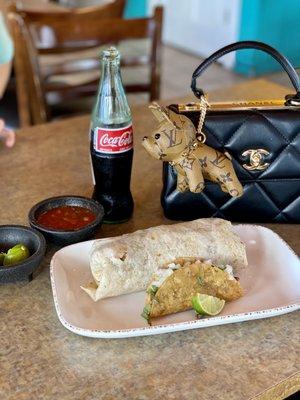 Cali burrito and CRISPY Shredded Beef Taco! Not on the menu just tell the chef