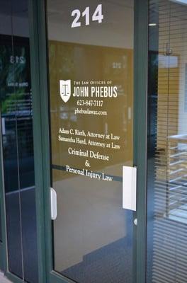 Front door to The Law Offices of John Phebus