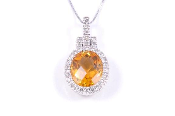 Citrine Diamond Necklace