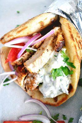 Chicken Gyro $11.95 
add side salad or hand cut fries for $3.95