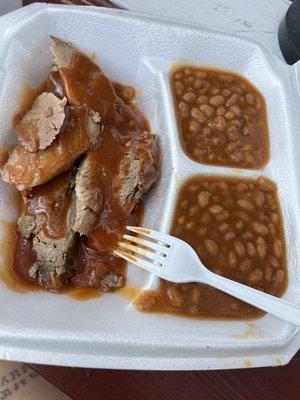 Brisket plate with beans