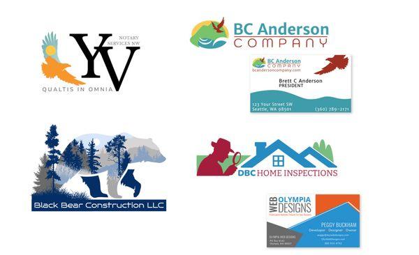 Here are a few logo's and business card designed by Olympia Web Designs