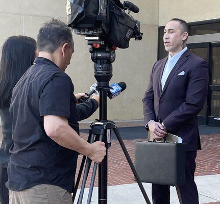 Attorney Brandon Sua giving a statement on his high-profile case that shook headlines throughout California.