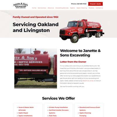 Janette & Sons Excavating and Septic Service