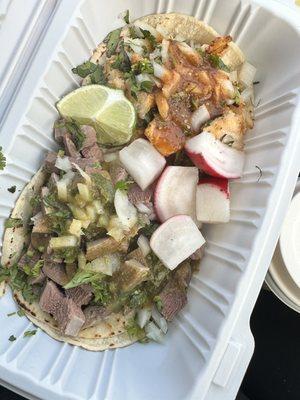 Regular lengua/tongue and fish taco