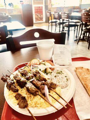 Lamb shish kebob plate (17.99)