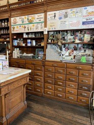 Menu on the Wall In The beautiful Old wood cabinet @ Hallet's Store over 100 years old since 1889 Rt 6A Cape Cod Yarmouthport MA