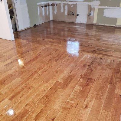 Early American stain on White Oak Hardwood flooring.