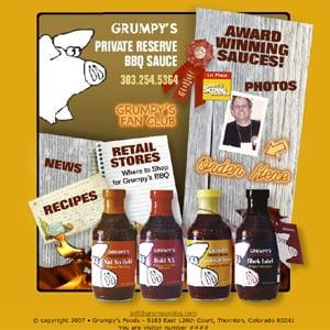 Web site design for Grumpy's Foods at http://www.grumpysbbq.com