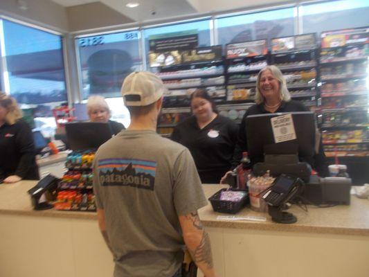 Smiling ladies at the local packy