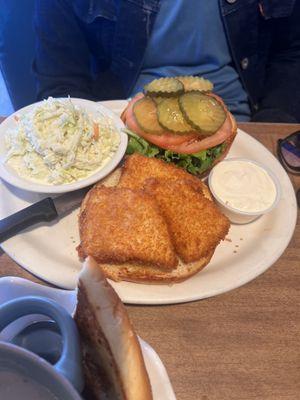 Halibut sandwich n coleslaw