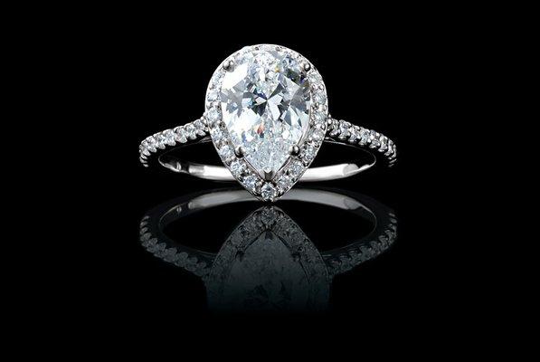 Pear Shape Diamond Halo Ring