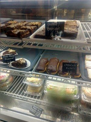 Pastries and salads etc in the case