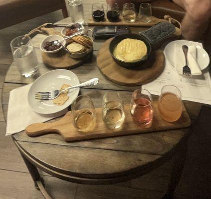 Flight of wine and baked brie