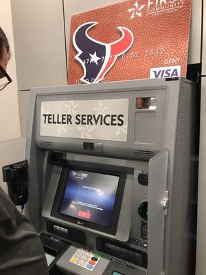 No real life tellers here at this location. You deal with a teller via the atm machine on screen.