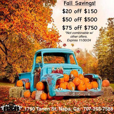 Fall Savings are here!