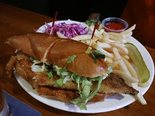 Walleye Sandwich with fries