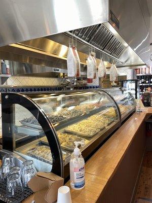 Display case of fresh pasta