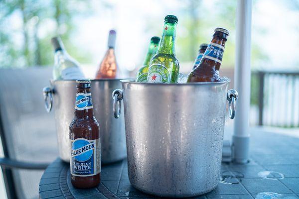 Beer buckets on the rooftop bar