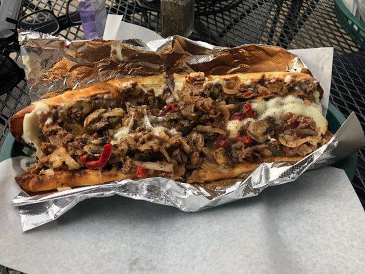 Steak Hoagie with peppers, onions and mushrooms. Fantastic!