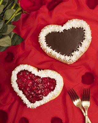 Heart Cheesecakes! Available in February. Complimentary toppings