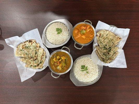 Chicken Tikka Masala Side of Rice Garlic Naan Kadai Entree