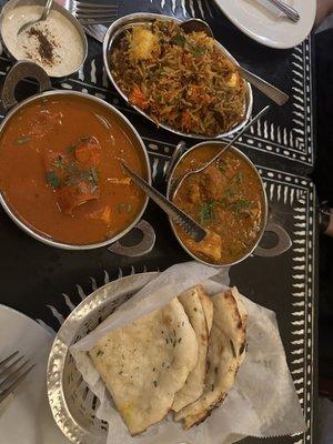 Chick Chicken Tikka Masala, Chicken Biryani, Mughlai Chicken Curry